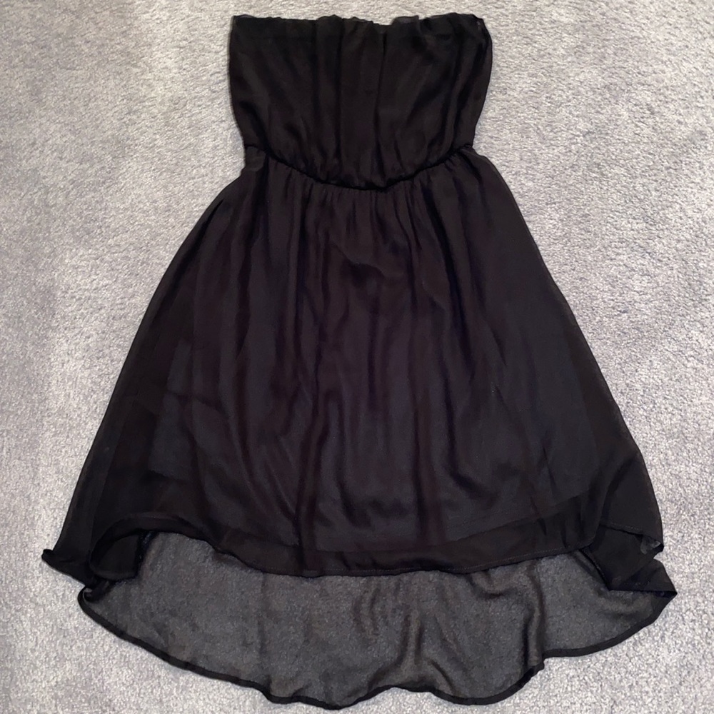 miss avenue strapless high low black dress